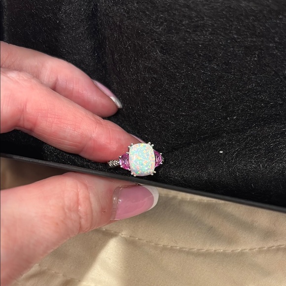 10k Elegant Opal and Pink sapphire Gemstone Ring size 5 - Picture 6 of 7